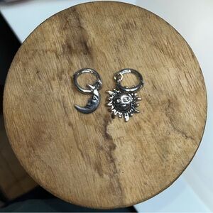 Silver Sun and Moon Earrings
